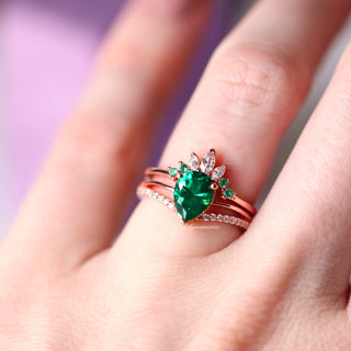 Dakota Teardrop Emerald Ring Set in 14K Rose Gold Vermeil