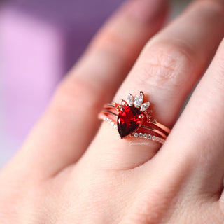 Dakota Natural Red Garnet Ring Set in 14K Rose Gold Vermeil