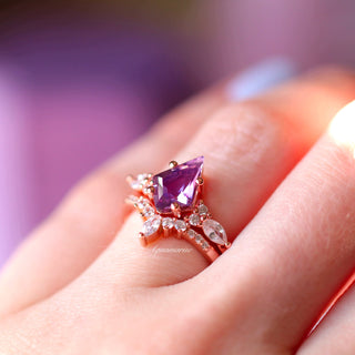 Skye Kite® Natural Amethyst Engagement Ring Set in 14K Solid Rose Gold