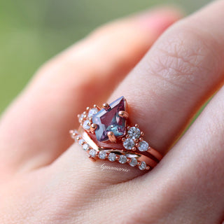 Skylar Kite Cut Alexandrite Engagement Ring Set in 14K Rose Gold Vermeil