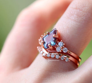 Skylar Kite Cut Alexandrite Engagement Ring Set in 14K Rose Gold Vermeil