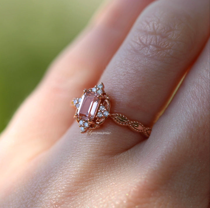 Claire Vintage Morganite Ring- 14K Solid Rose Gold