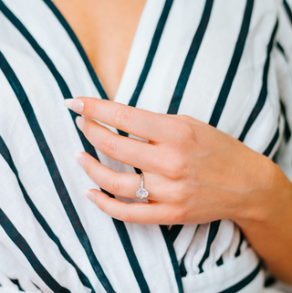 Oval Moissanite Filigree Engagement Ring in 14K White Gold